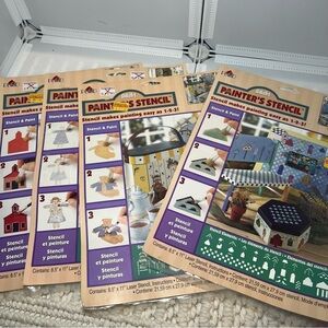 4 Birdhouse Tea Time Dolls Vintage FOLKART PLAID PAINT STENCIL NEW